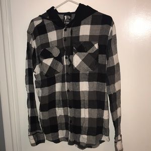 Long sleeve flannel hoodie